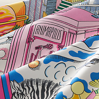 HERMÈS ツイリー アニマポリス マルチカラー エルメス ツイリー ANIMAPOLIS アニマポリス スカーフ シルク